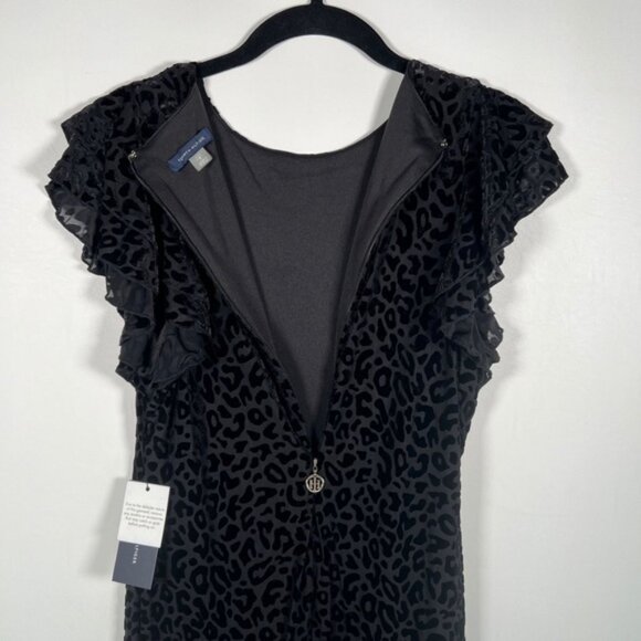 NWT TOMMY HILFIGER Flutter Short Sleeve Velvet Leopard Print Sheath Dress Sz 8 - Picture 8 of 15